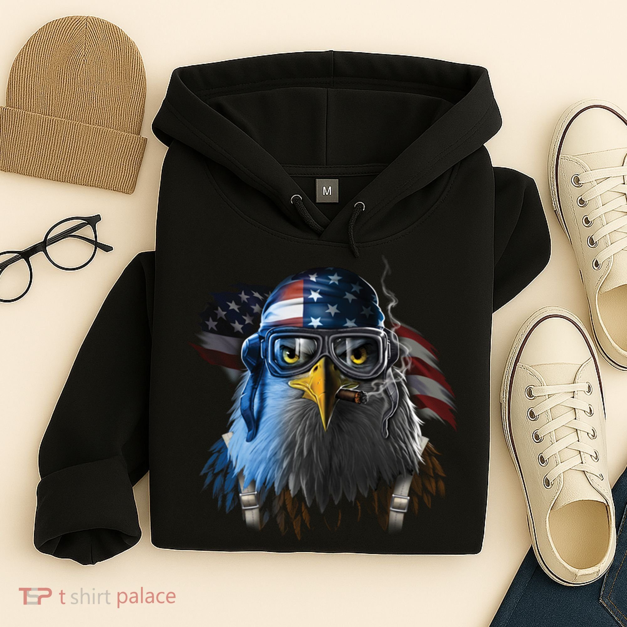 Freedom Fighter Bald American Eagle Hoodie