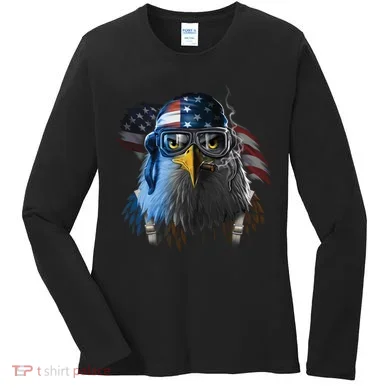 Freedom Fighter Bald American Eagle Women's Long Sleeve Shirt