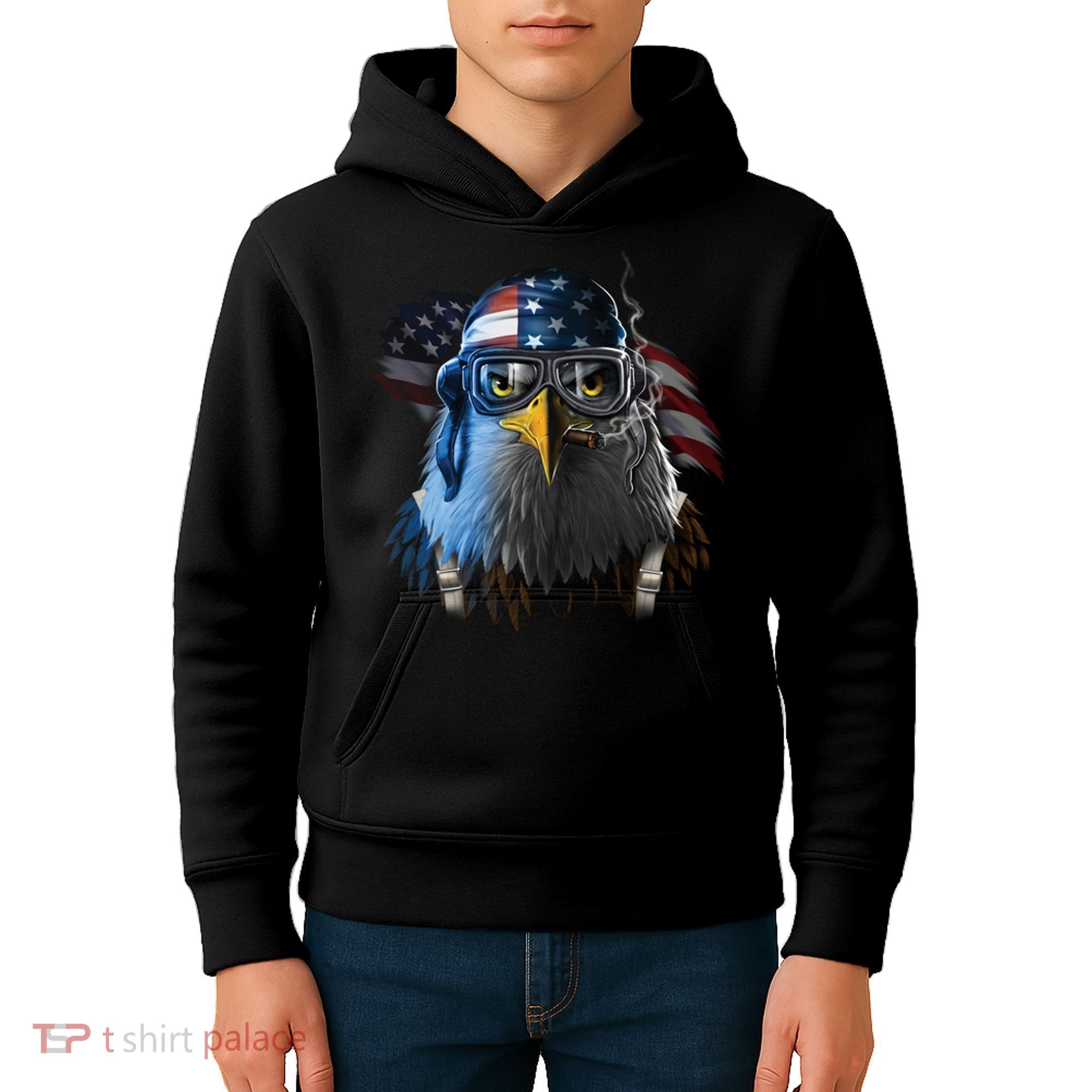 Freedom Fighter Bald American Eagle Kids Hoodie