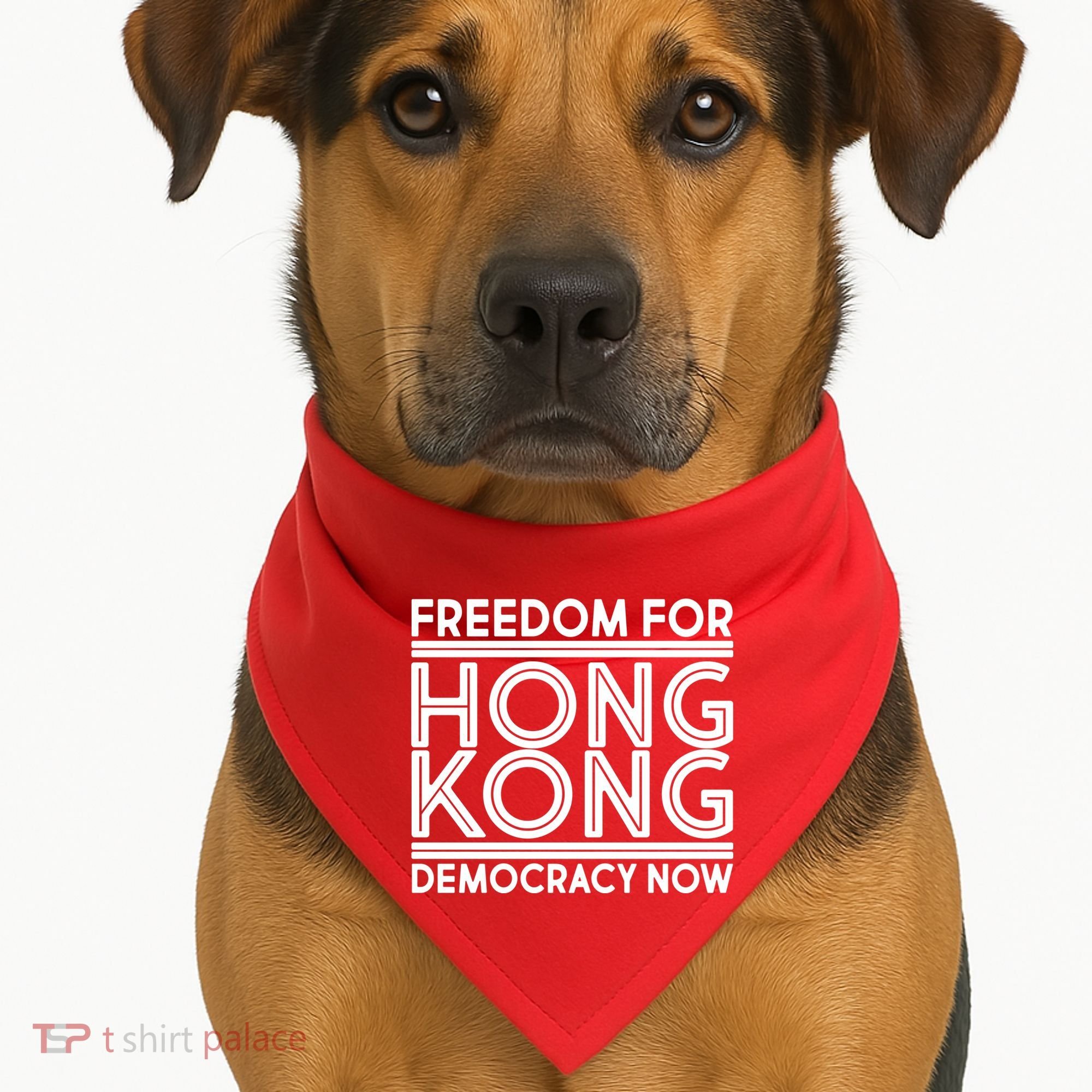 Freedom For Hong Kong Democracy Now USA-Made Doggie Bandana
