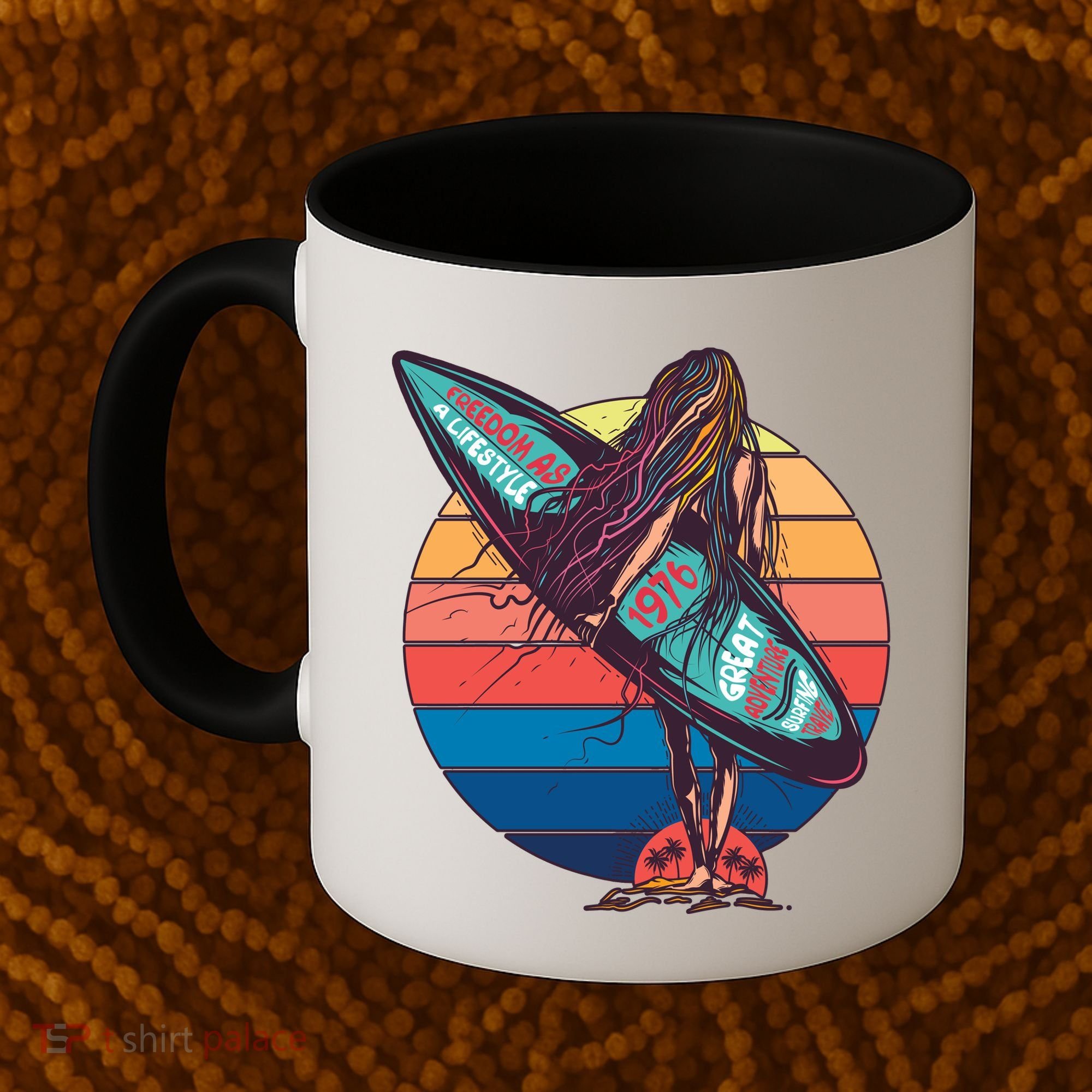 Freedom Is A Lifestyle Surfer Coffee Mug