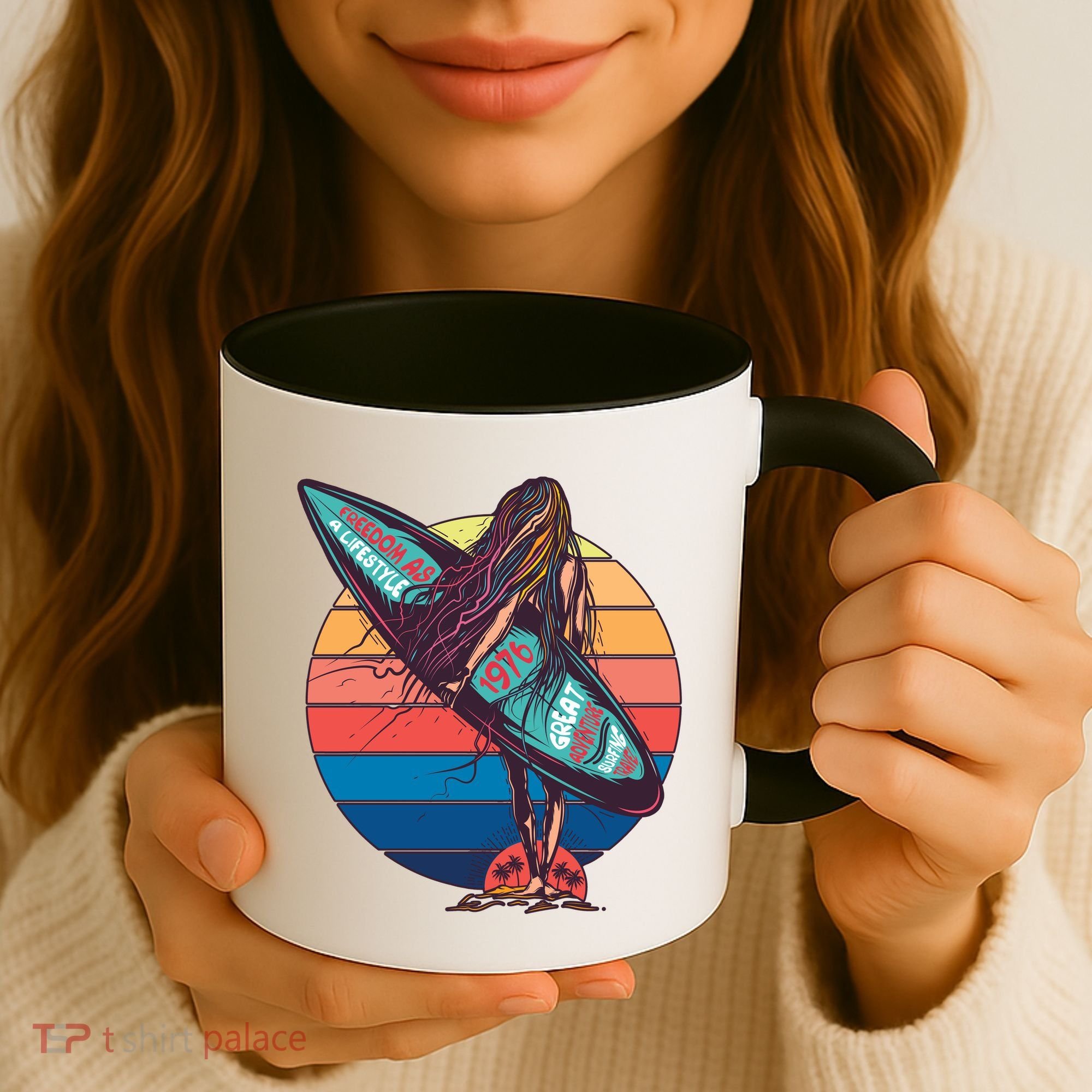 Freedom Is A Lifestyle Surfer Coffee Mug