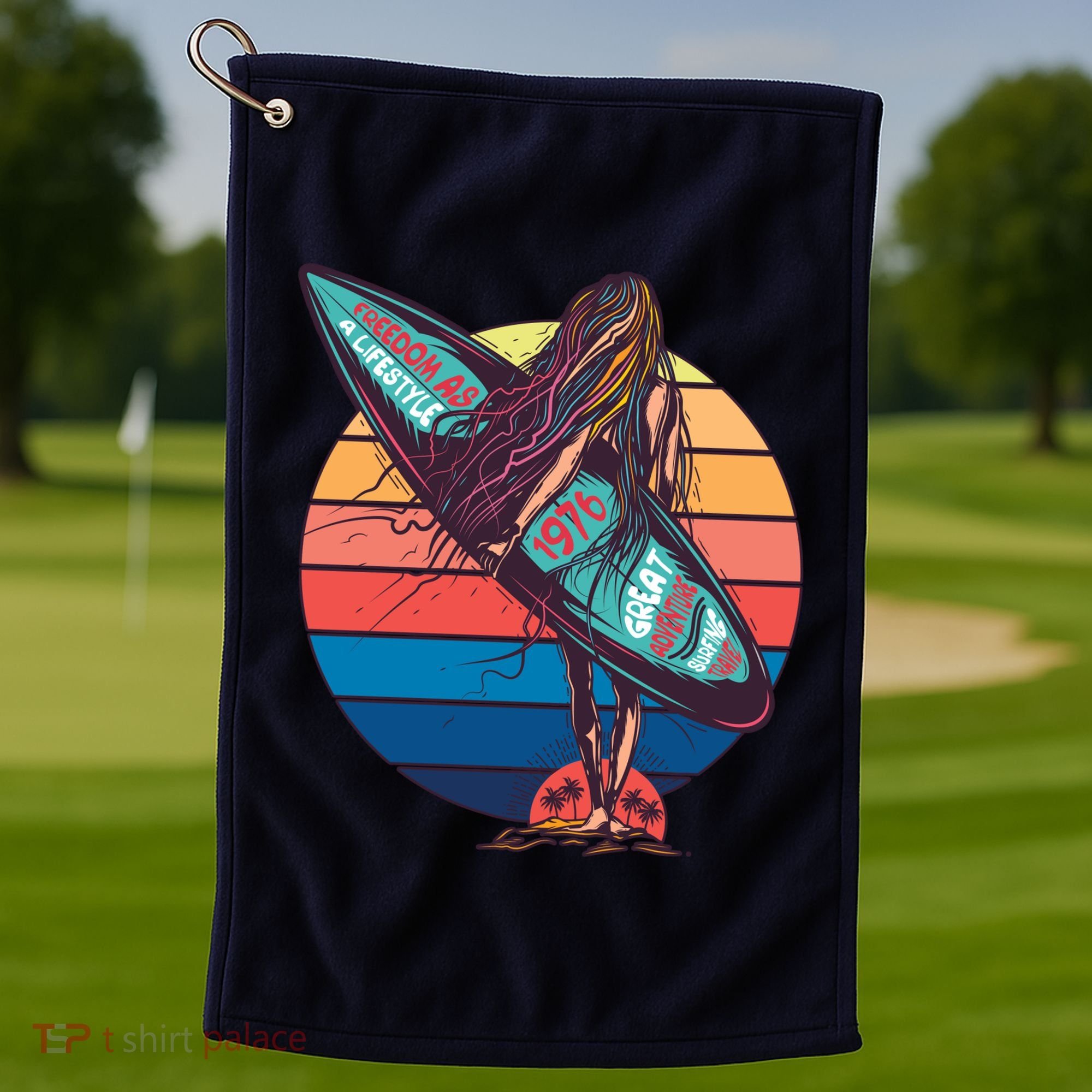Freedom Is A Lifestyle Surfer Golf Towel