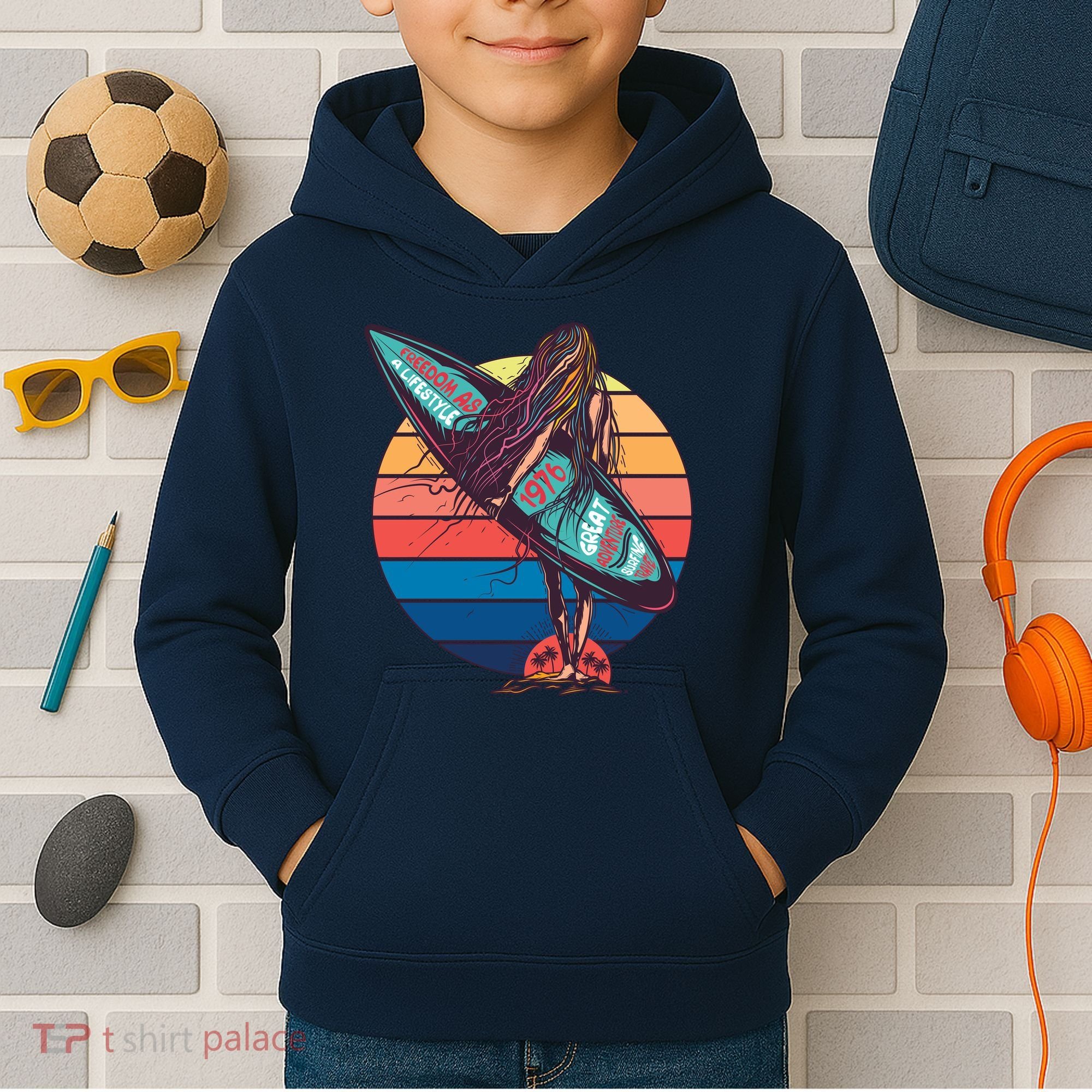 Freedom Is A Lifestyle Surfer Kids Hoodie