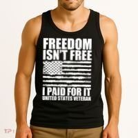 Freedom Isn't Free I Paid For It United States Veteran Tank Top thumb 3