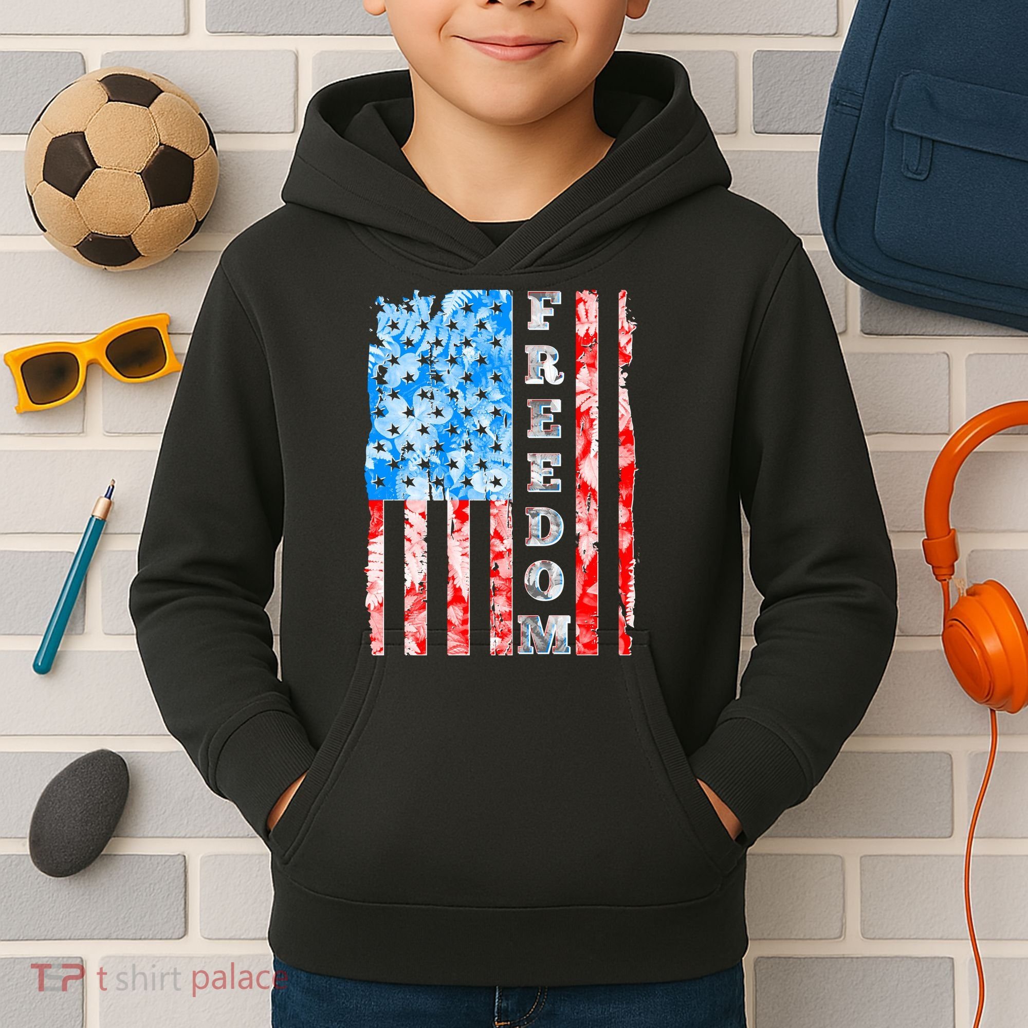 Freedom Nature USA Flag Kids Hoodie
