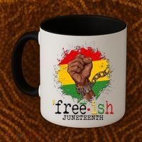 Freeish Juneteenth June 19 Fist Breaking Chains Coffee Mug thumb 2