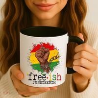 Freeish Juneteenth June 19 Fist Breaking Chains Coffee Mug thumb 3