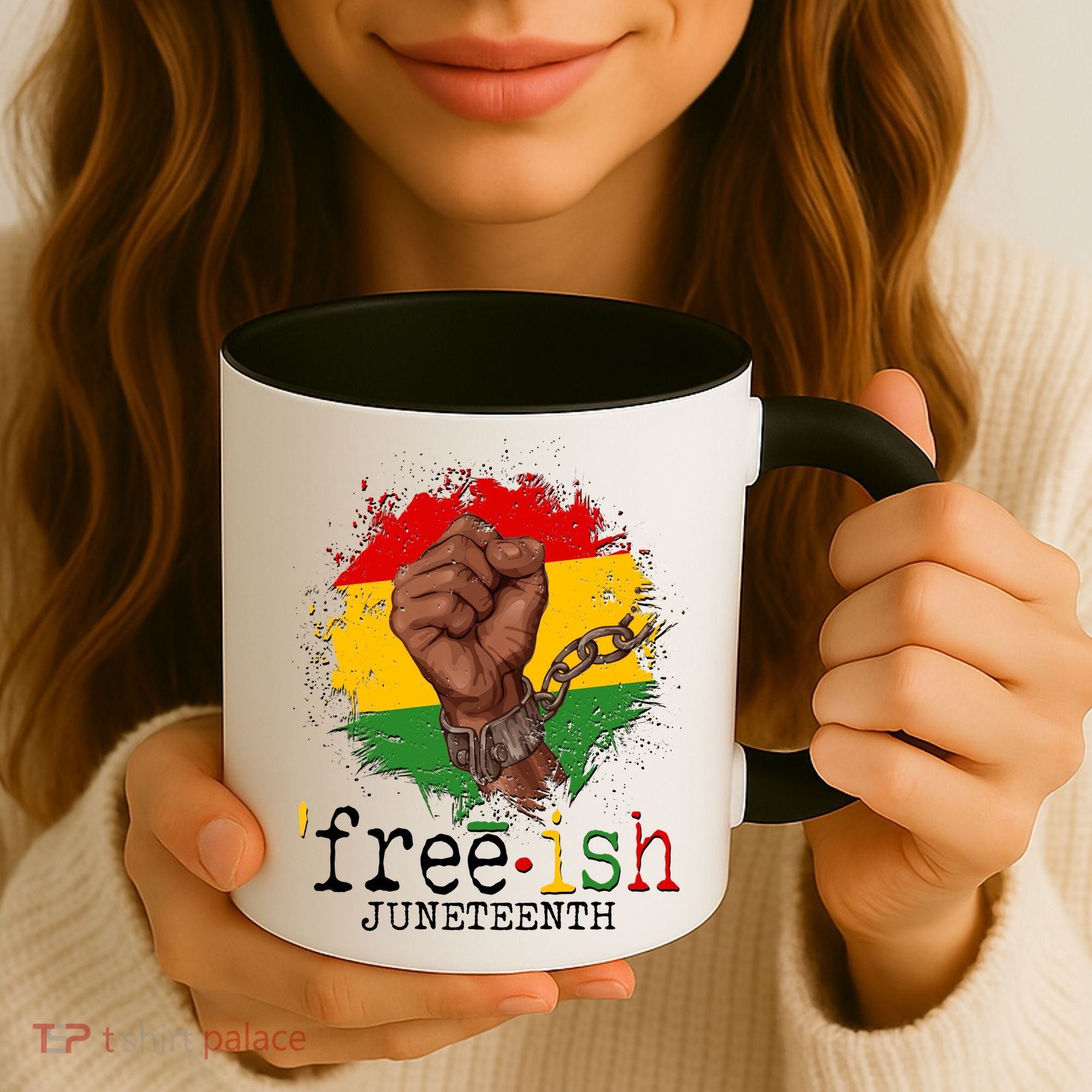 Freeish Juneteenth June 19 Fist Breaking Chains Coffee Mug