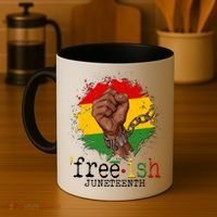 Freeish Juneteenth June 19 Fist Breaking Chains Coffee Mug thumb 4