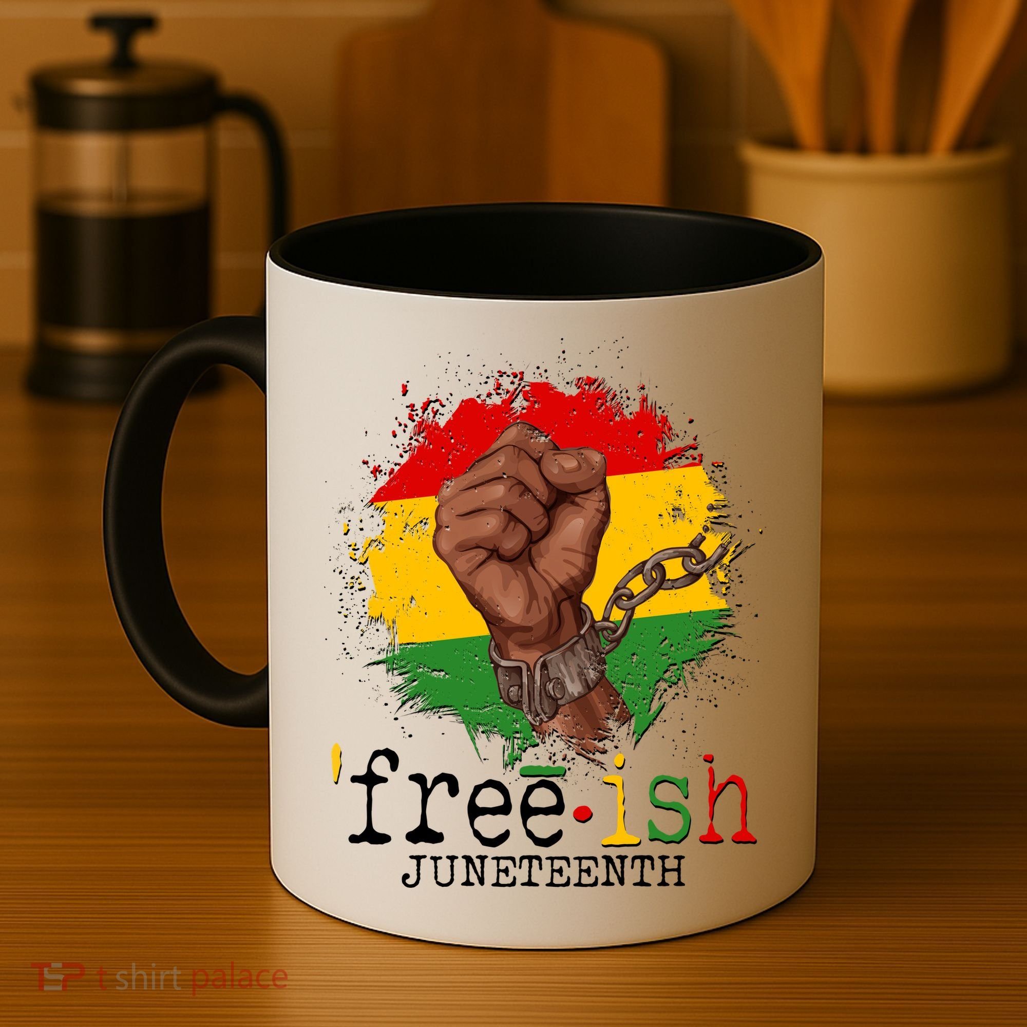 Freeish Juneteenth June 19 Fist Breaking Chains Coffee Mug