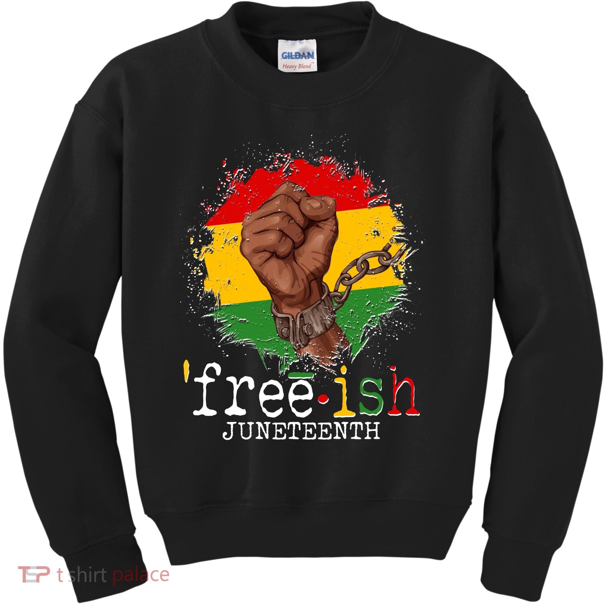 Freeish Juneteenth June 19 Fist Breaking Chains Kids Sweatshirt