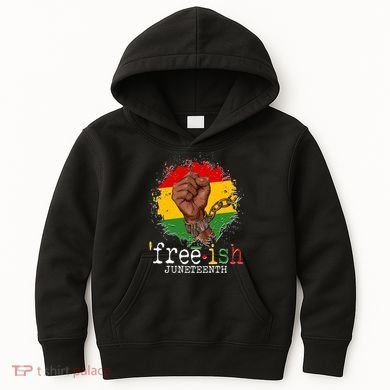 Freeish Juneteenth June 19 Fist Breaking Chains Kids Hoodie