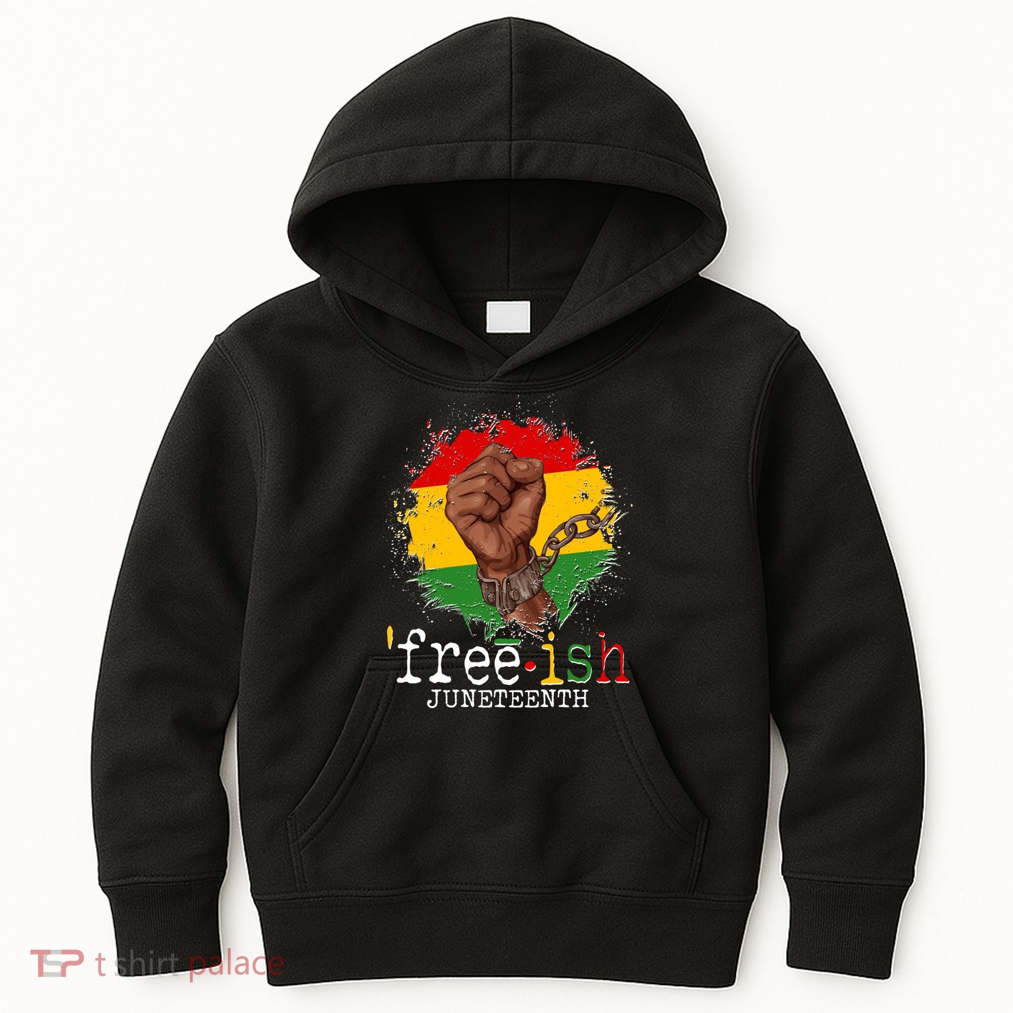 Freeish Juneteenth June 19 Fist Breaking Chains Kids Hoodie