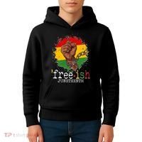 Freeish Juneteenth June 19 Fist Breaking Chains Kids Hoodie thumb 4