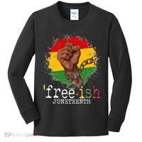 Freeish Juneteenth June 19 Fist Breaking Chains Kids Long Sleeve Shirt thumb 0