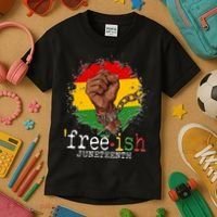 Freeish Juneteenth June 19 Fist Breaking Chains Kids T-Shirt thumb 3