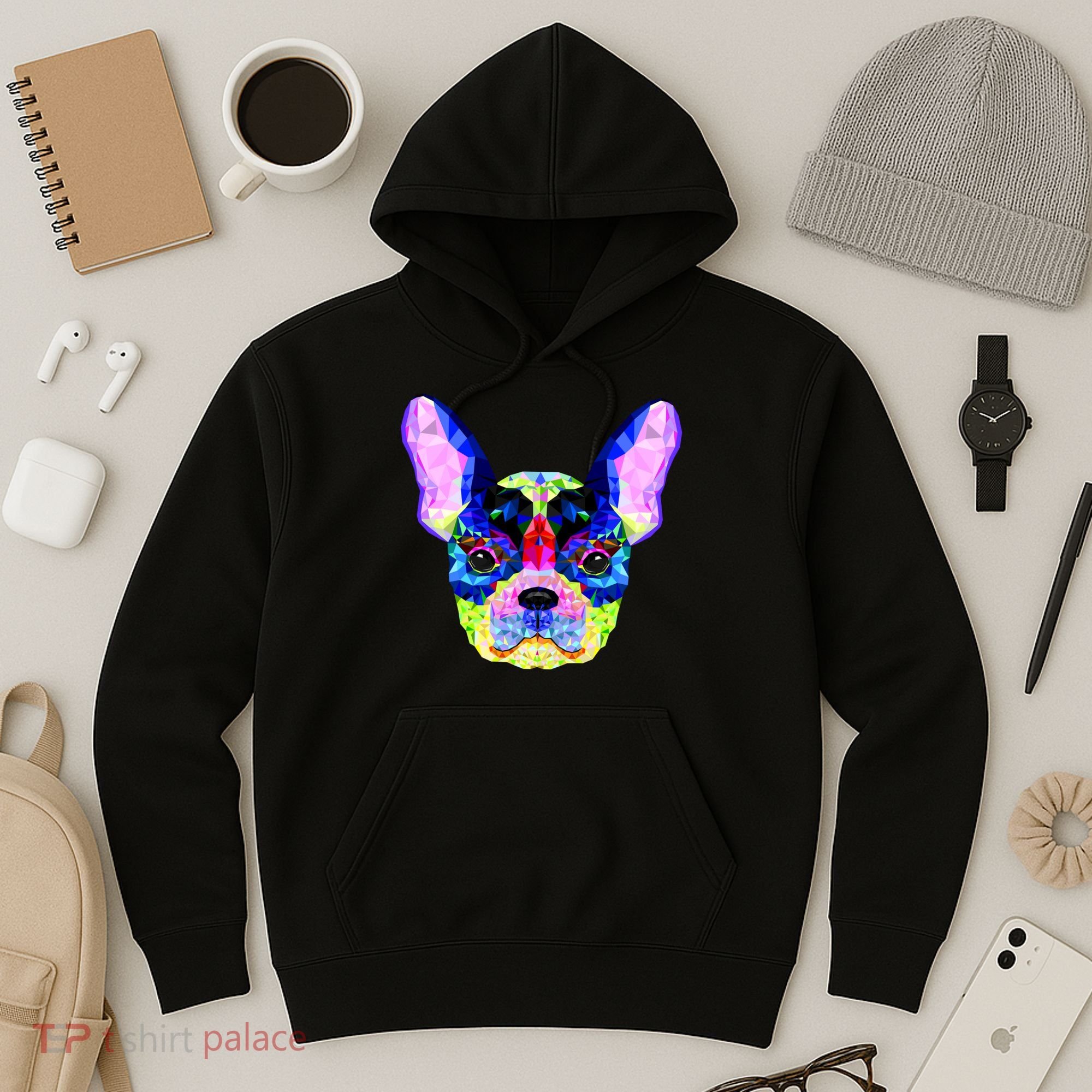 French Bulldog Geometric Hoodie