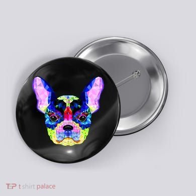 French Bulldog Geometric Button