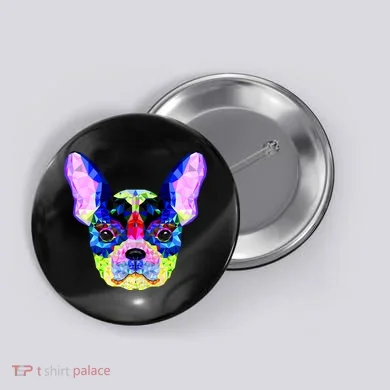French Bulldog Geometric Button