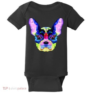 French Bulldog Geometric Baby Bodysuit