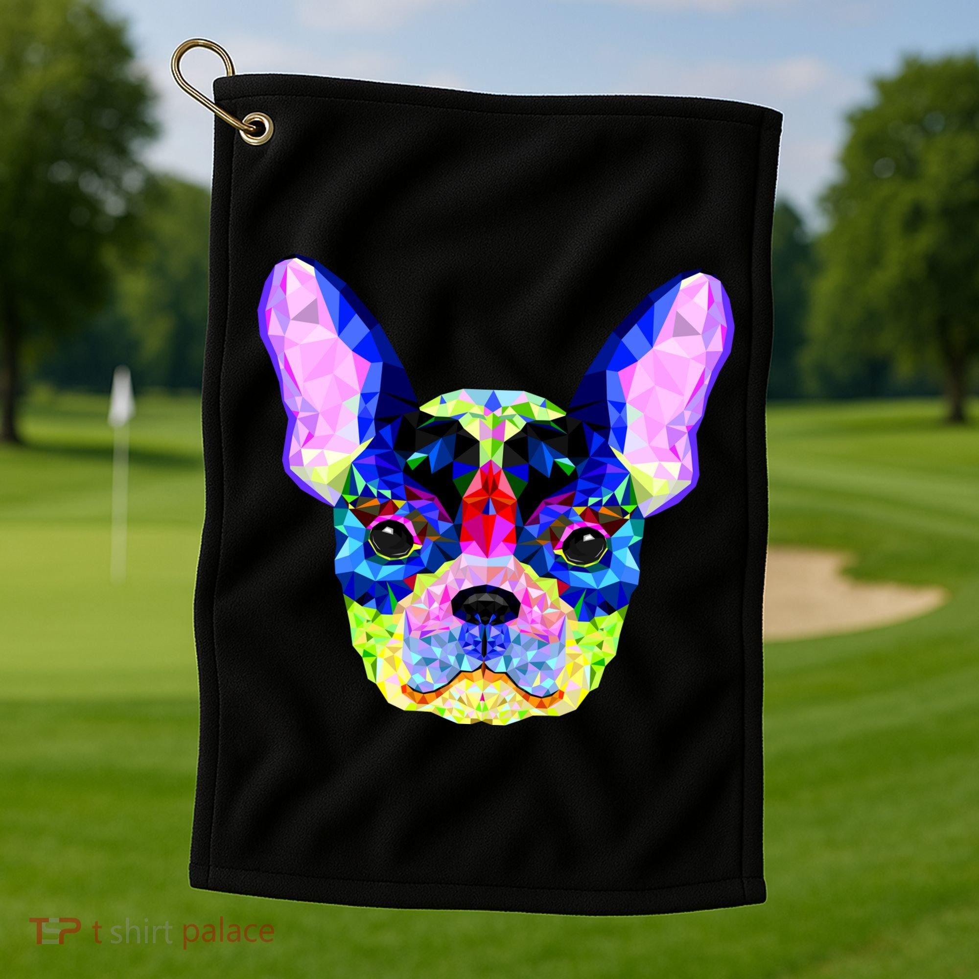 French Bulldog Geometric Golf Towel