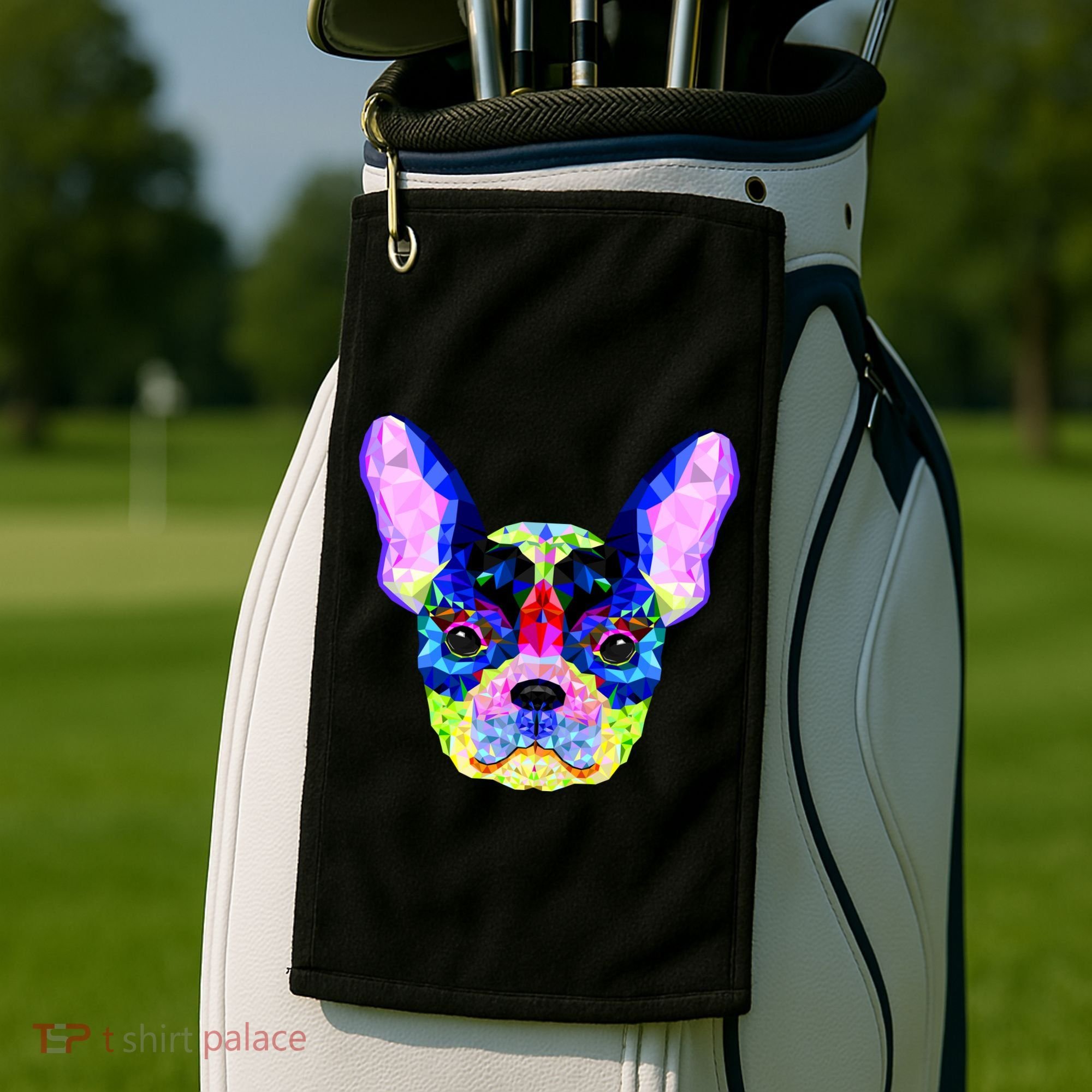 French Bulldog Geometric Golf Towel