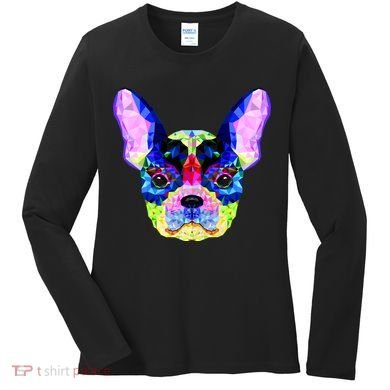French Bulldog Geometric Women's Long Sleeve Shirt