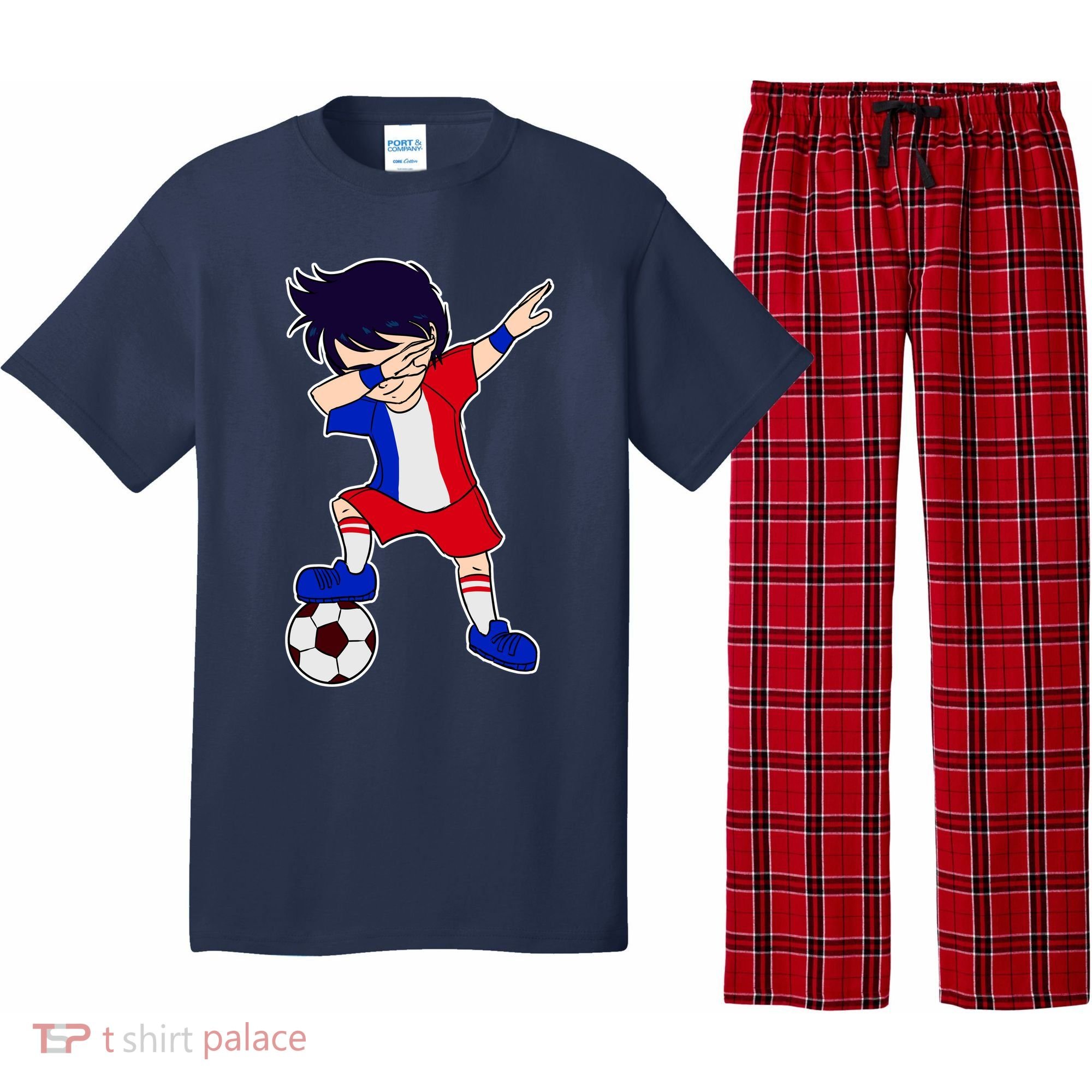 French Dabbing Soccer Boy France Pajama Set