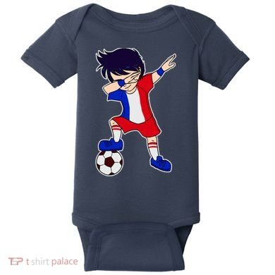 French Dabbing Soccer Boy France Baby Bodysuit