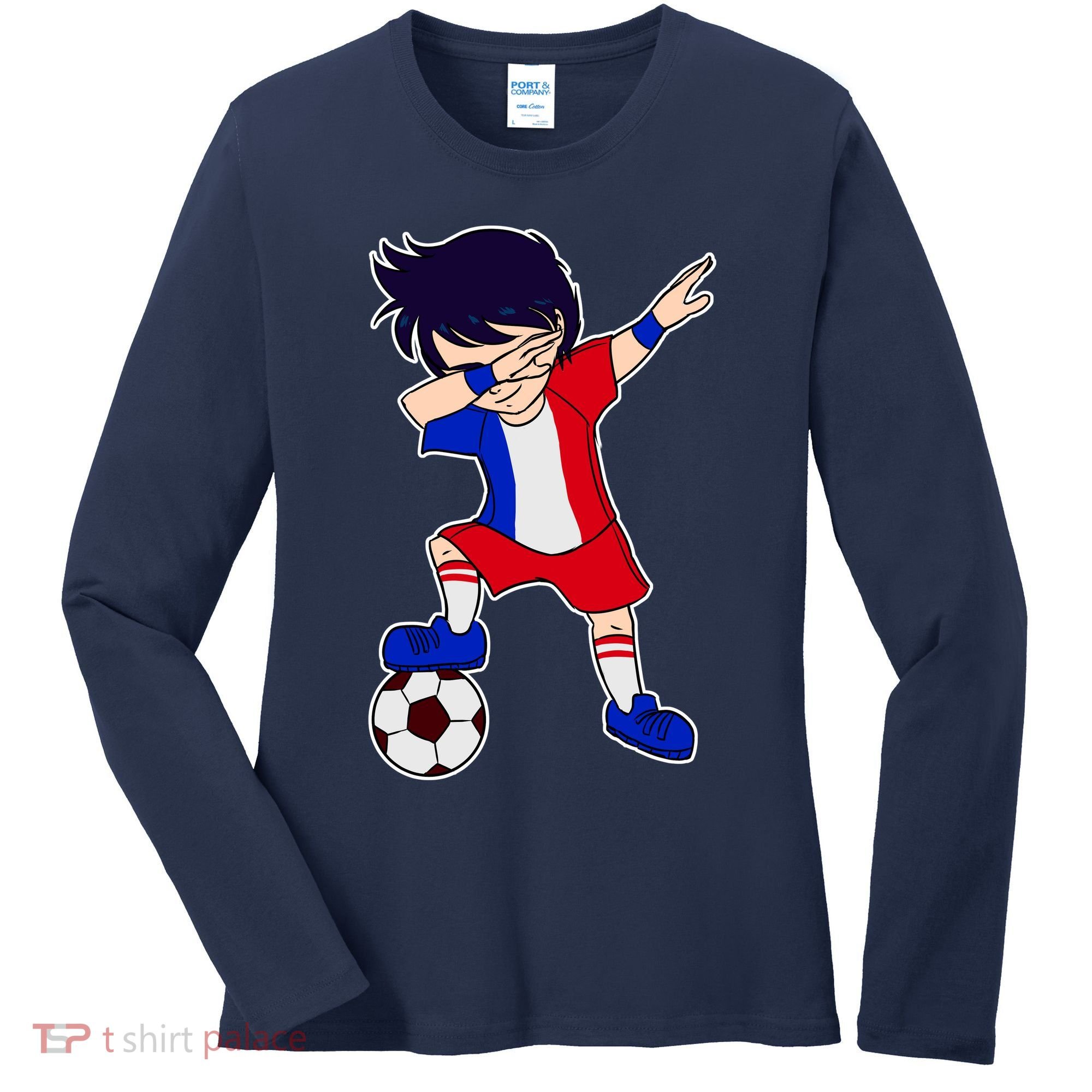 French Dabbing Soccer Boy France Women's Long Sleeve Shirt
