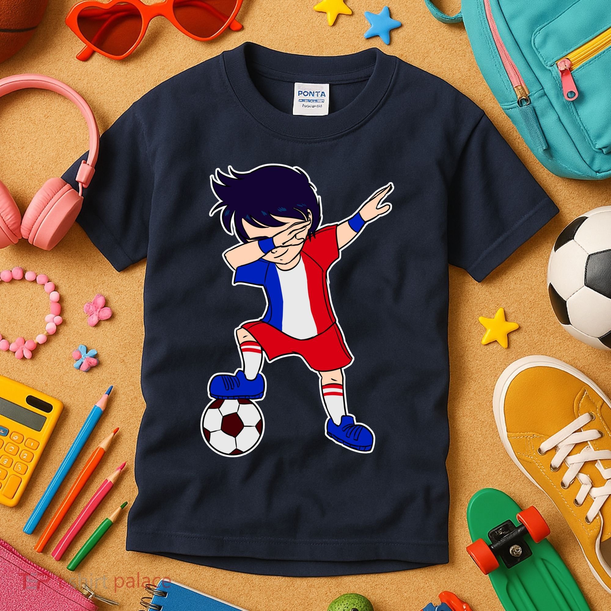 French Dabbing Soccer Boy France Kids T-Shirt