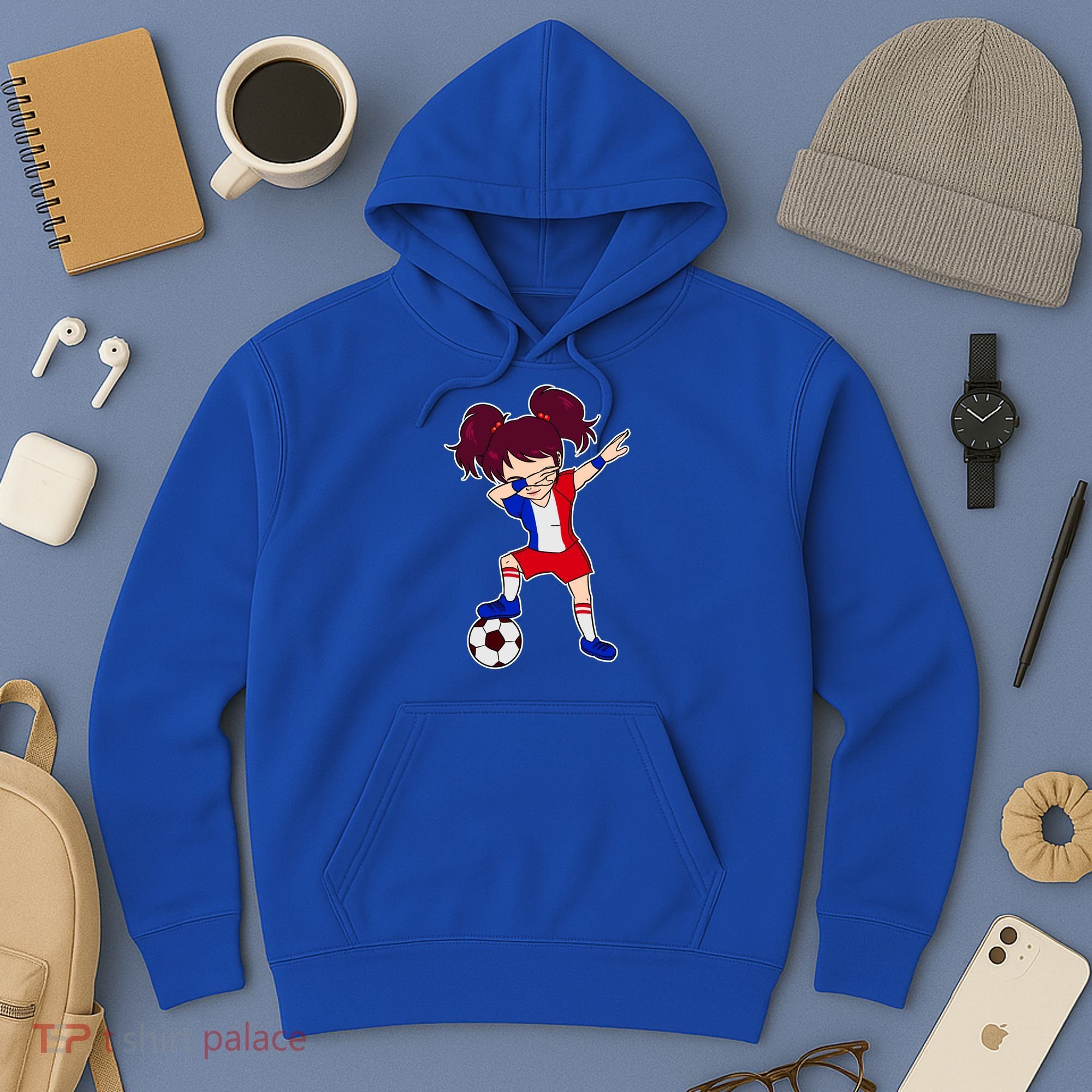 French Dabbing Soccer Girl France Hoodie