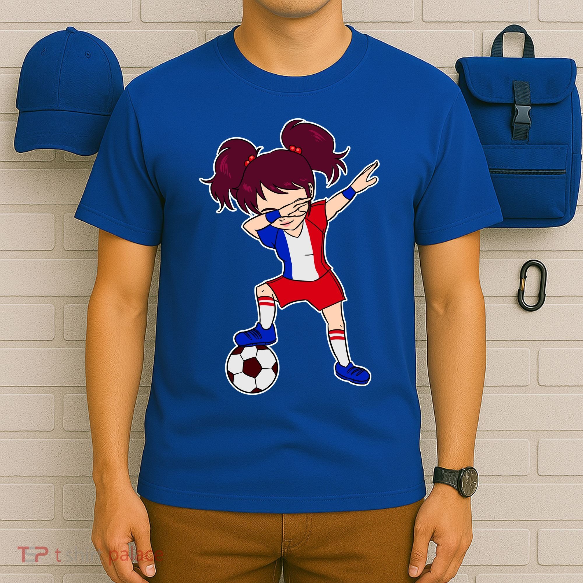 French Dabbing Soccer Girl France T-Shirt
