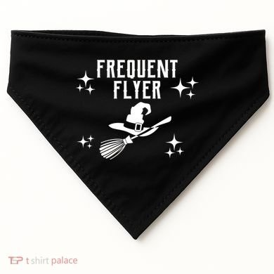 Frequent Flyer Funny Witch Halloween USA-Made Doggie Bandana
