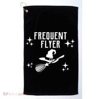 Frequent Flyer Funny Witch Halloween Golf Towel thumb 0
