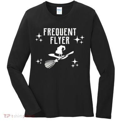 Frequent Flyer Funny Witch Halloween Women's Long Sleeve Shirt