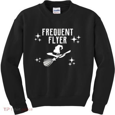 Frequent Flyer Funny Witch Halloween Kids Sweatshirt