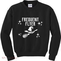 Frequent Flyer Funny Witch Halloween Kids Sweatshirt thumb 0