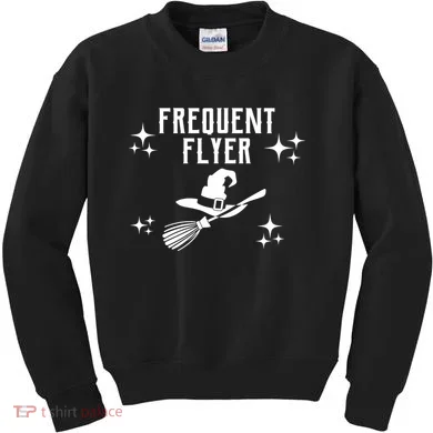 Frequent Flyer Funny Witch Halloween Kids Sweatshirt