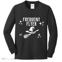Frequent Flyer Funny Witch Halloween Kids Long Sleeve Shirt thumb 0