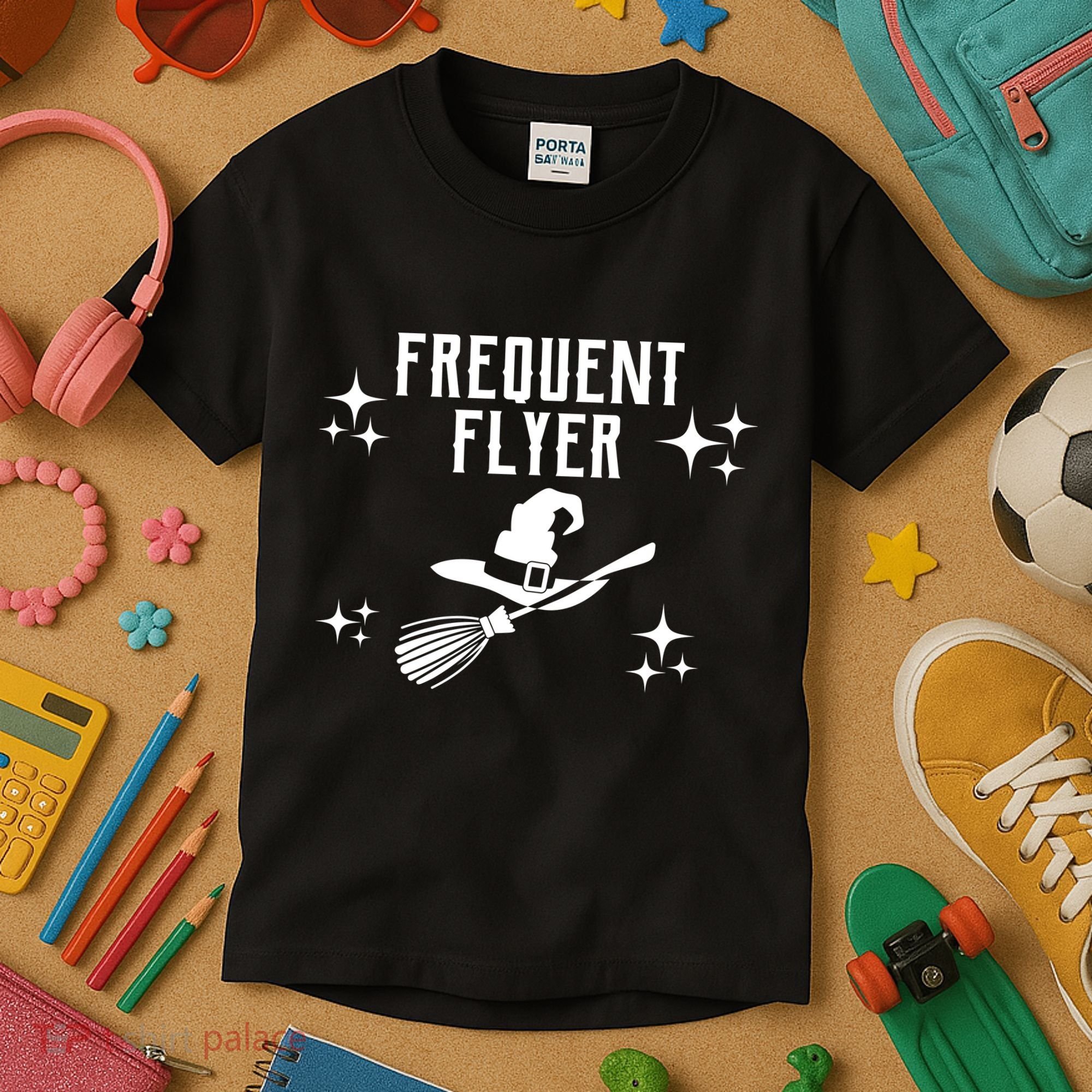 Frequent Flyer Funny Witch Halloween Kids T-Shirt