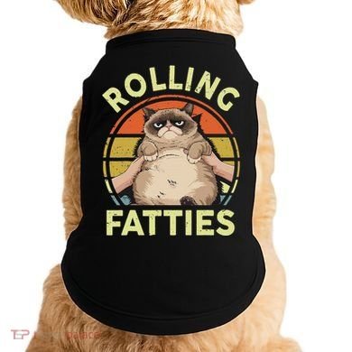 Funny Rolling Fatties Grumpy Kitten Cat Breed Mom Dad Retro Doggie Tank