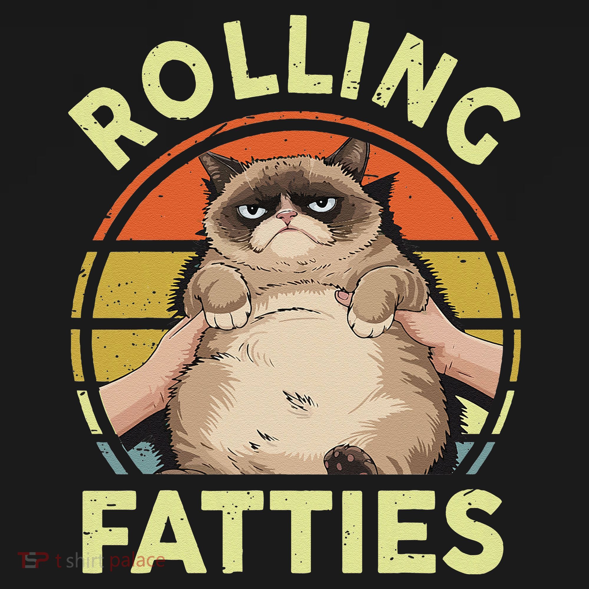 Funny Rolling Fatties Grumpy Kitten Cat Breed Mom Dad Retro USA-Made Doggie Bandana
