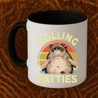 Funny Rolling Fatties Grumpy Kitten Cat Breed Mom Dad Retro Coffee Mug thumb 2