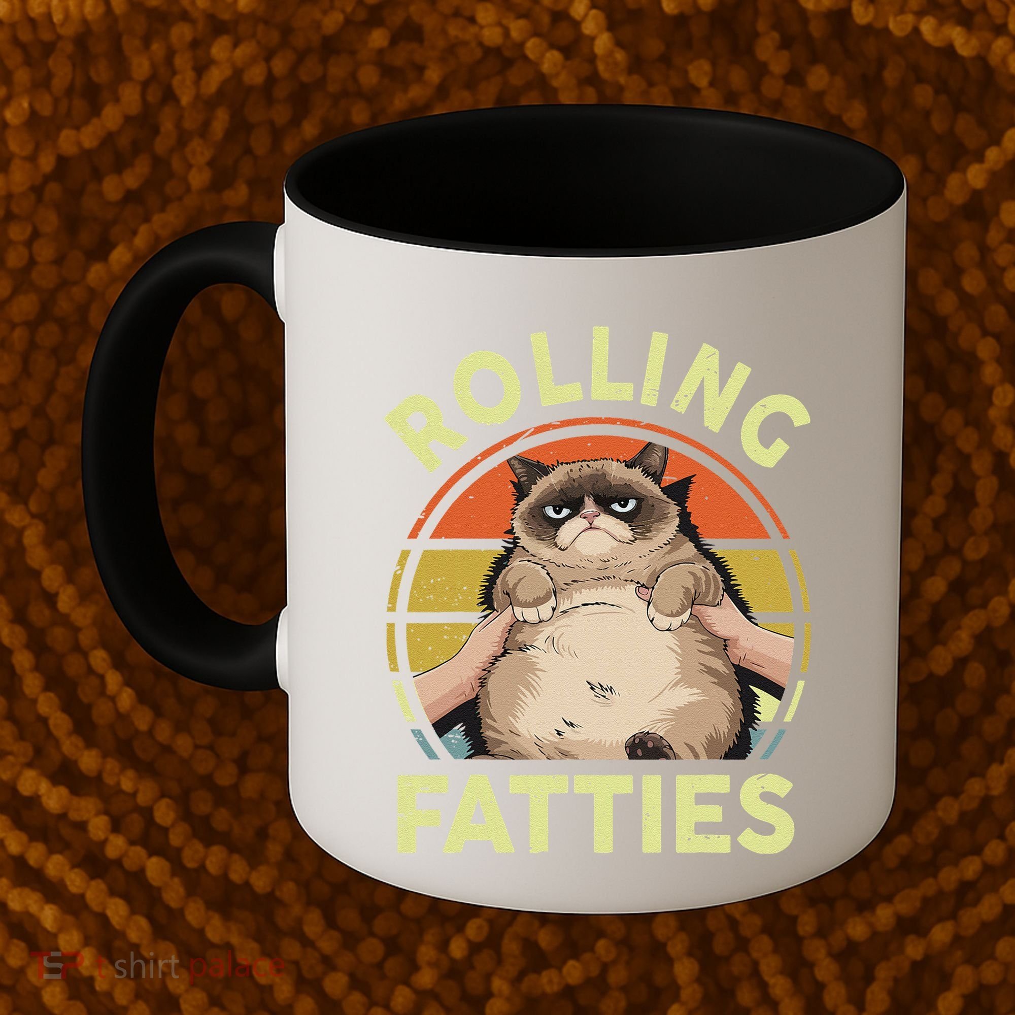 Funny Rolling Fatties Grumpy Kitten Cat Breed Mom Dad Retro Coffee Mug