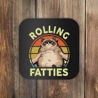 Funny Rolling Fatties Grumpy Kitten Cat Breed Mom Dad Retro Coaster thumb 0