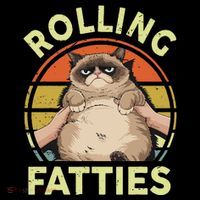 Funny Rolling Fatties Grumpy Kitten Cat Breed Mom Dad Retro Ornament thumb 1