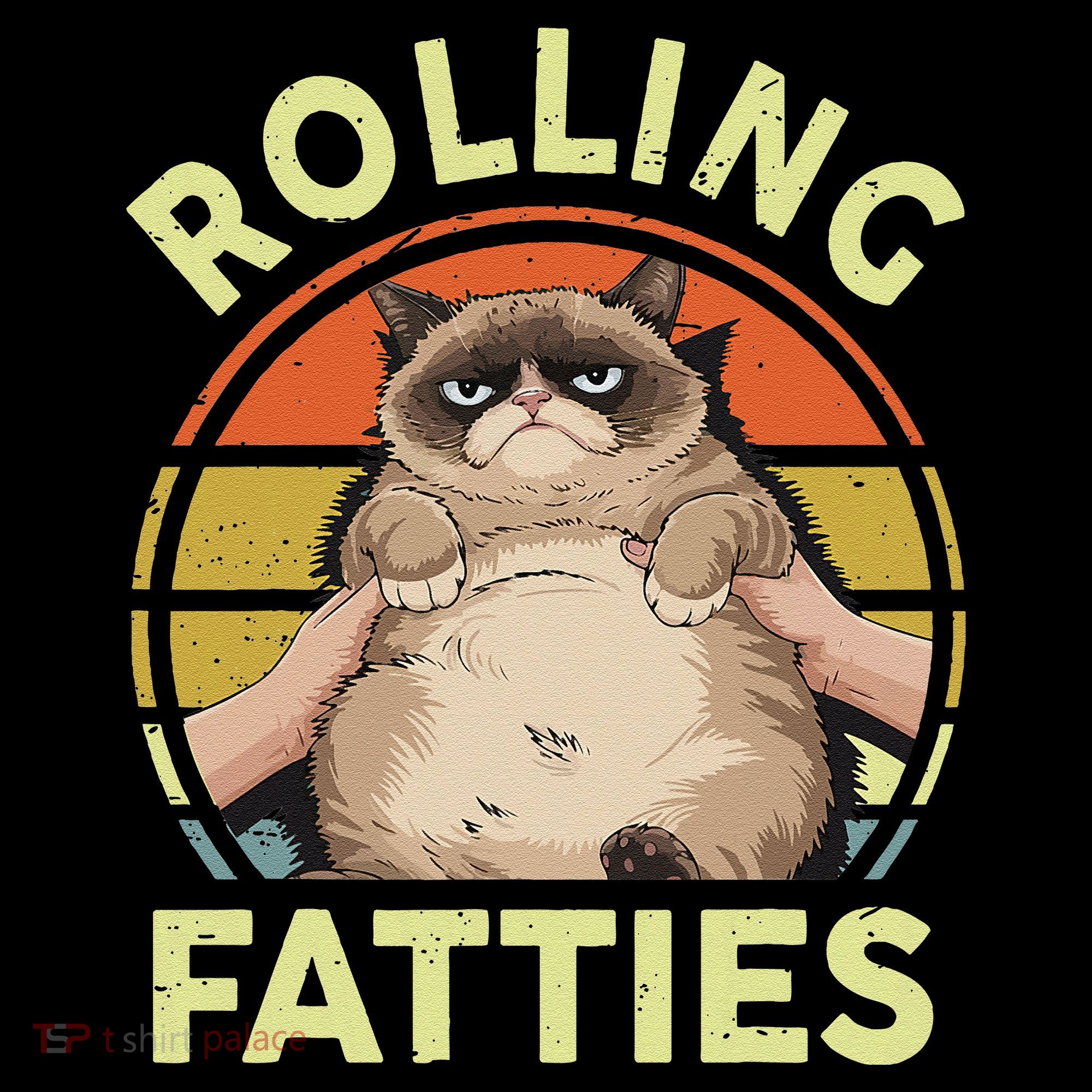 Funny Rolling Fatties Grumpy Kitten Cat Breed Mom Dad Retro Ornament