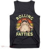 Funny Rolling Fatties Grumpy Kitten Cat Breed Mom Dad Retro Tank Top thumb 0